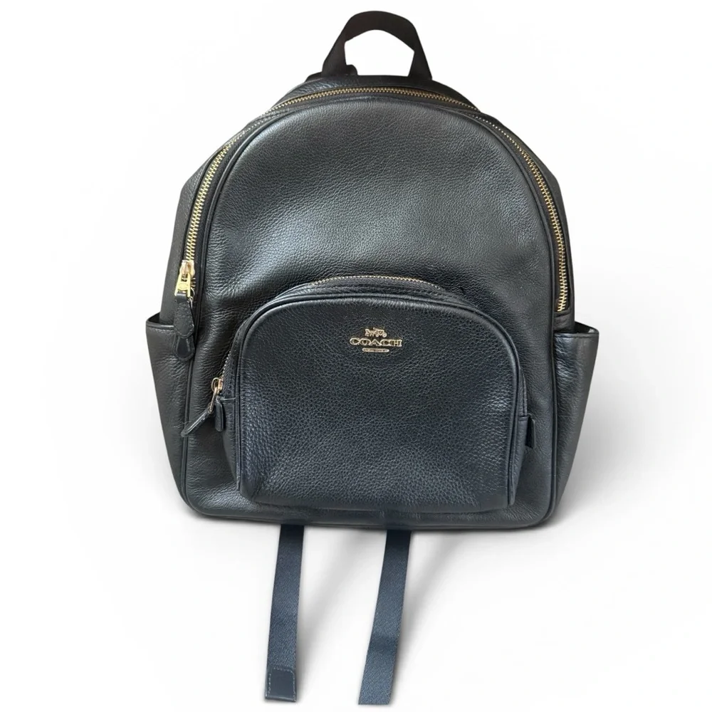 Coach Court Leather Backpack with Gold Hardware Trendy Minimalist Bag